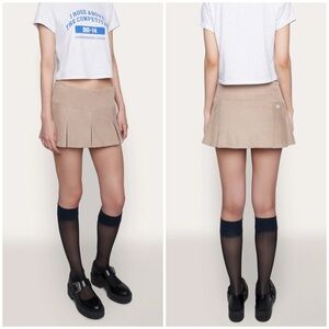 Pleated Cord Mini Skirt - Women's Casual Skirt